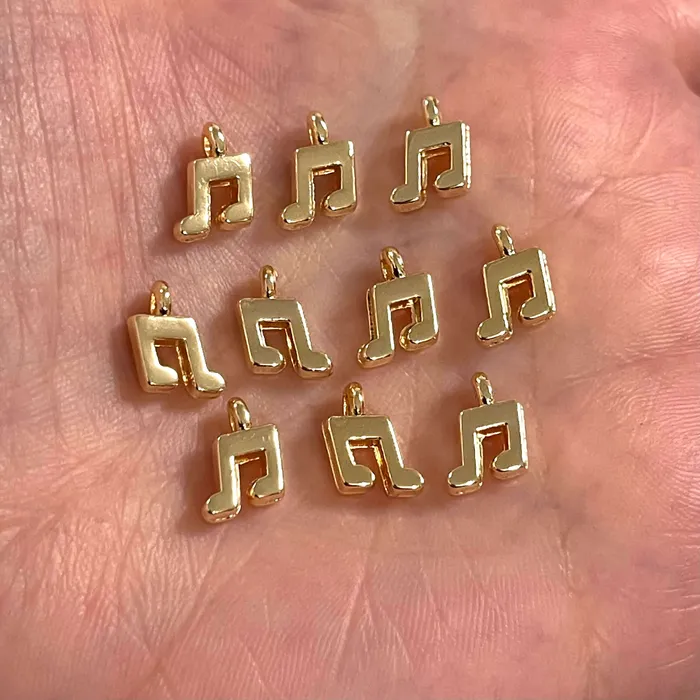 Peppy Beads Earrings 24Kt Gold Plated Music Note Charms 10 pcs in a pack