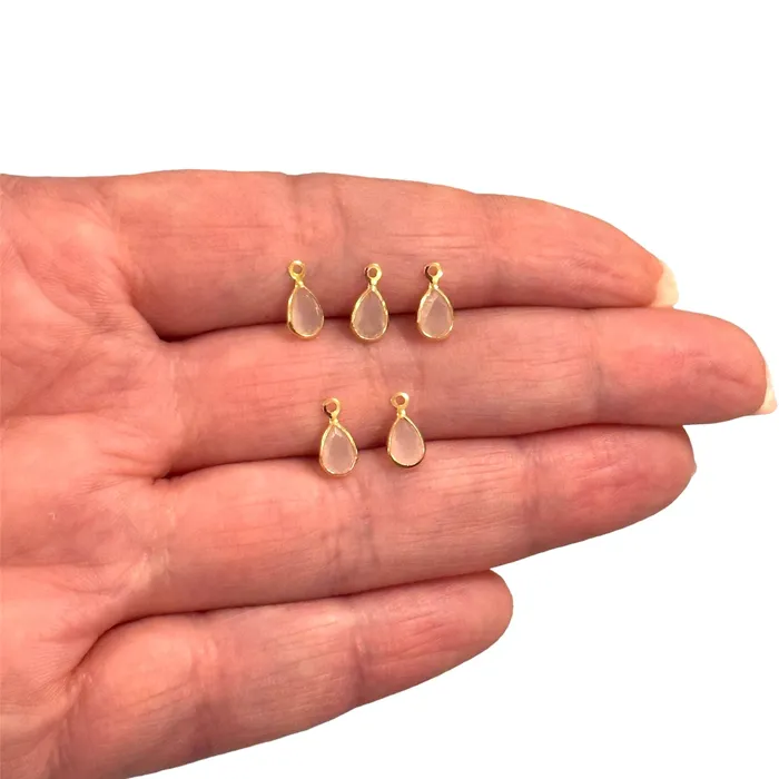 Peppy Beads Earrings 24Kt Gold Plated Rose Opal Cubic Zirconia Drop Charms 5 pcs in a pack Peppy Beads Earrings 24Kt Gold Plated Rose Opal Cubic Zirconia Drop Charms 5 pcs in a pack