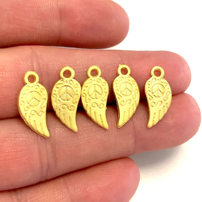 Peppy Beads Earrings 24Kt Matte Gold Plated Brass Wing Charms 5 pcs in a pack Peppy Beads Earrings 24Kt Matte Gold Plated Brass Wing Charms 5 pcs in a pack