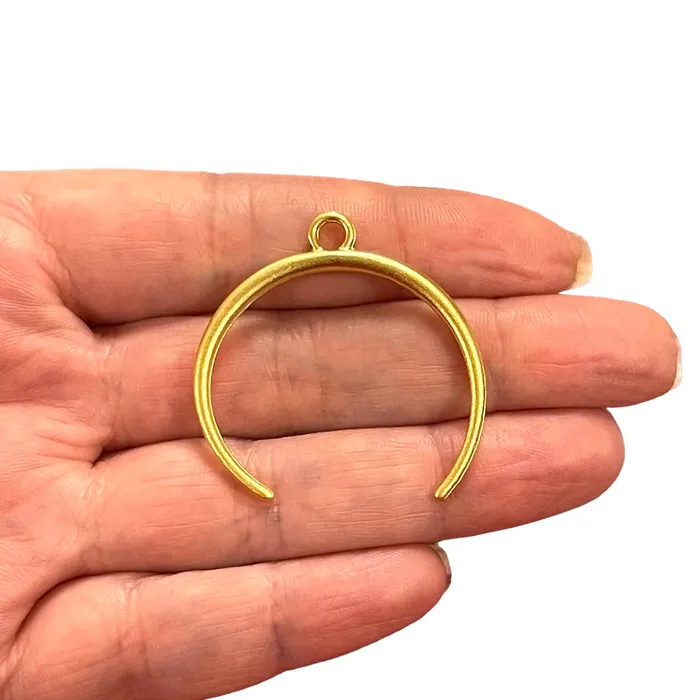 Peppy Beads Earrings 24Kt Matte Gold Plated Double Sided Crescent Pendants 2 pcs in a pack Peppy Beads Earrings 24Kt Matte Gold Plated Double Sided Crescent Pendants 2 pcs in a pack