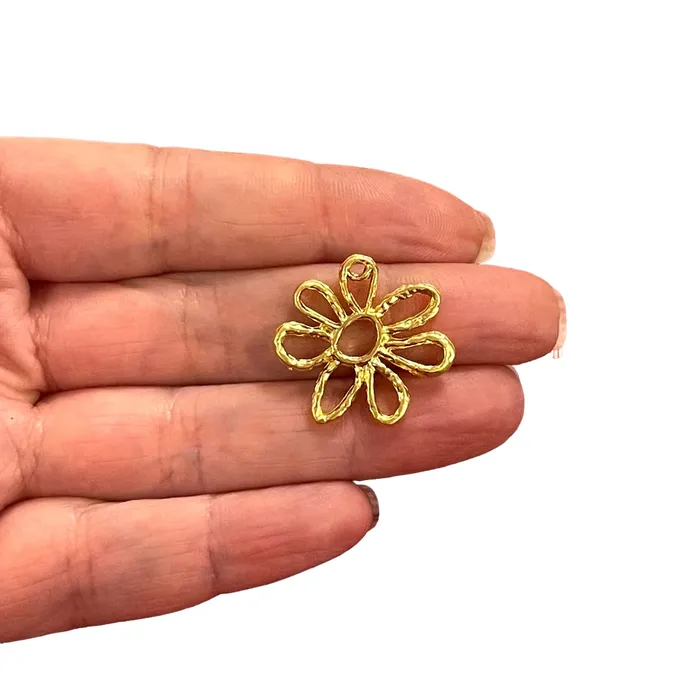 Peppy Beads Earrings 24Kt Matte Gold Plated Flower Charms Gold Flower Charms 2 pcs in a pack Peppy Beads Earrings 24Kt Matte Gold Plated Flower Charms Gold Flower Charms 2 pcs in a pack