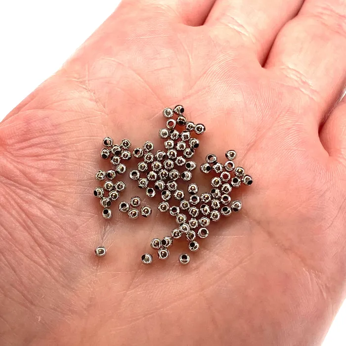 Peppy Beads Earrings 2mm Rhodium Plated Spacer Balls 2mm Rhodium Spacer Balls 500 pcs in a pack Peppy Beads Earrings 2mm Rhodium Plated Spacer Balls 2mm Rhodium Spacer Balls 500 pcs in a pack