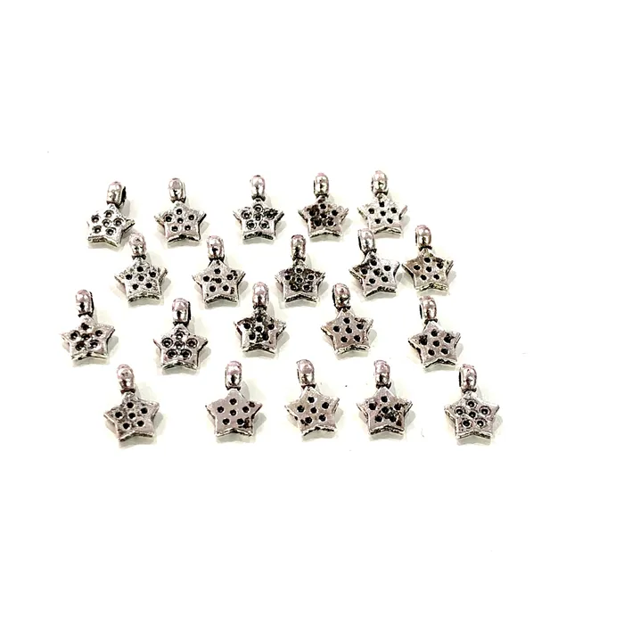 Peppy Beads Earrings Antique Silver Plated Star Charms Antique Silver Plated Brass Star Charms Tiny Star Charms 20 pcs in a pack Peppy Beads Earrings Antique Silver Plated Star Charms Antique Silver Plated Brass Star Charms Tiny Star Charms 20 pcs in a pack