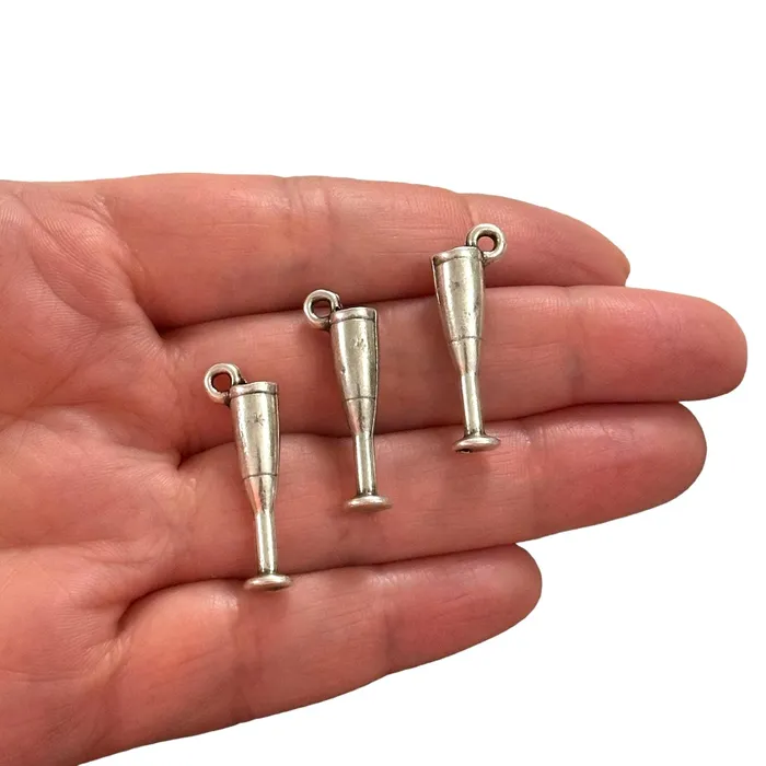 Peppy Beads Earrings Antique Silver Plated Wine Glass Charms Silver Wine Lover Charms 3 pcs in a pack