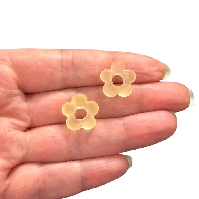 Peppy Beads Earrings Hand Made Murano Glass Frosted Flower Charms With 5mm Holes 2 pcs in a pack Peppy Beads Earrings Hand Made Murano Glass Frosted Flower Charms With 5mm Holes 2 pcs in a pack
