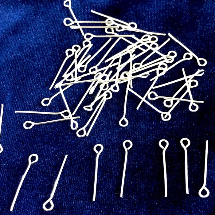 Peppy Beads Earrings Silver Plated Eye pins 08mm by 30mm Silver Eye Pins 30mm