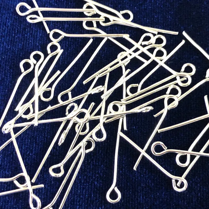 Peppy Beads Earrings Silver Plated Eye pins 08mm by 30mm Silver Eye Pins 30mm Peppy Beads Earrings Silver Plated Eye pins 08mm by 30mm Silver Eye Pins 30mm