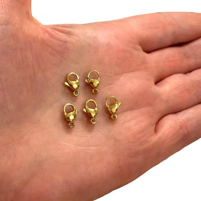 Peppy Beads Earrings Stainless Steel 24Kt Gold Plated 11mm Lobster Clasps 5 pcs in a pack Peppy Beads Earrings Stainless Steel 24Kt Gold Plated 11mm Lobster Clasps 5 pcs in a pack