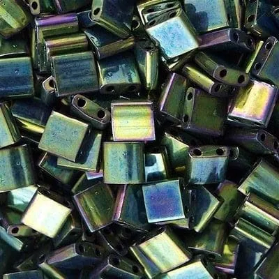 Peppy Beads Miyuki Tila Beads TL0468 Metallic Green Iris Earrings
