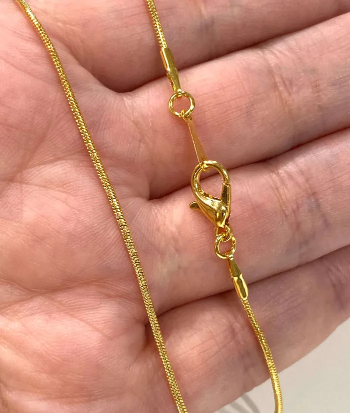 Peppy Beads Necklaces 24Kt Gold Plated Snake Necklace Chain Gold Plated Ready Necklace 17 Inches 12mm Chain