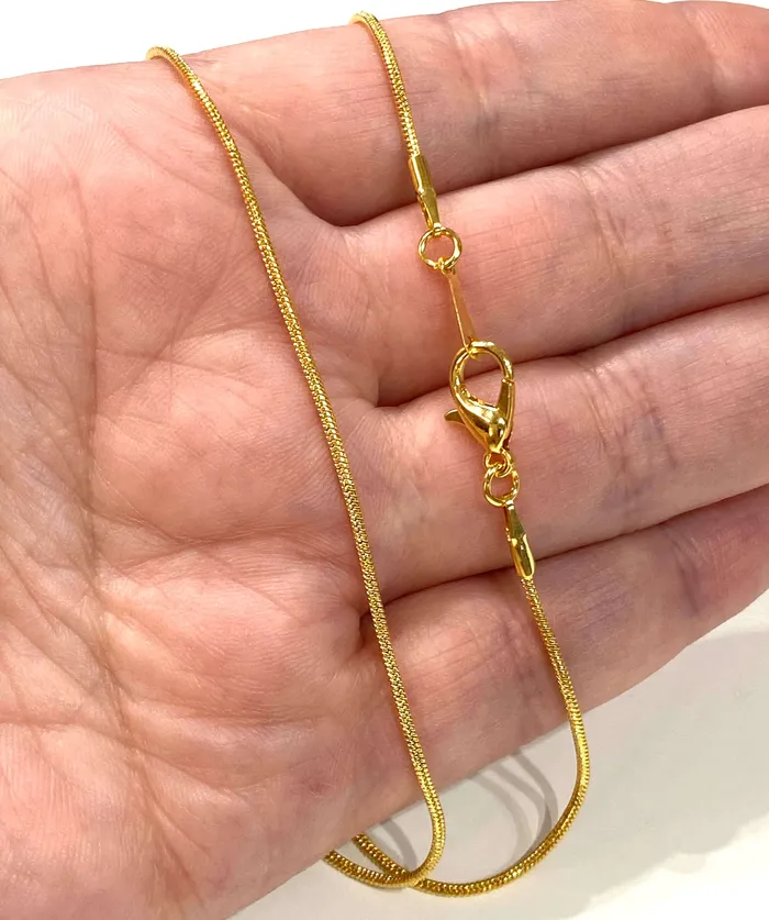Peppy Beads Necklaces 24Kt Gold Plated Snake Necklace Chain Gold Plated Ready Necklace 17 Inches 12mm Chain