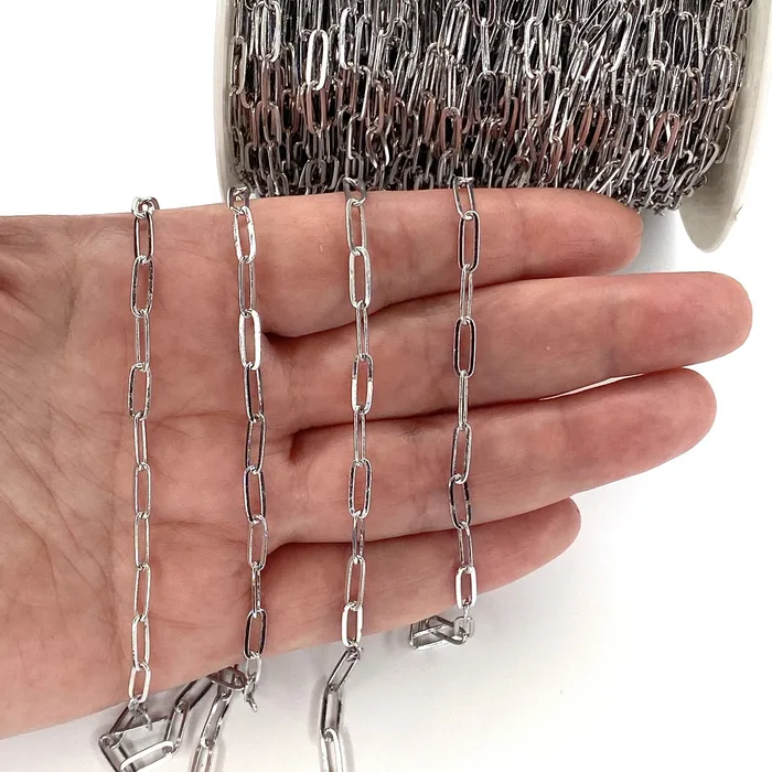 Peppy Beads Necklaces Rhodium Plated Brass Paperclip Chain 95x35 mm Rhodium Plated Chain Peppy Beads Necklaces Rhodium Plated Brass Paperclip Chain 95x35 mm Rhodium Plated Chain