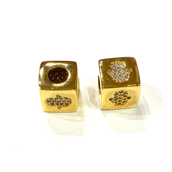 Peppy Beads PreStyled Sets 24Kt Gold Plated Brass 10mm Hamsa 4 Sided Micro Pave Spacer Charm Large Hole Pandora Hamsa Gold Spacer Peppy Beads PreStyled Sets 24Kt Gold Plated Brass 10mm Hamsa 4 Sided Micro Pave Spacer Charm Large Hole Pandora Hamsa Gold Spacer