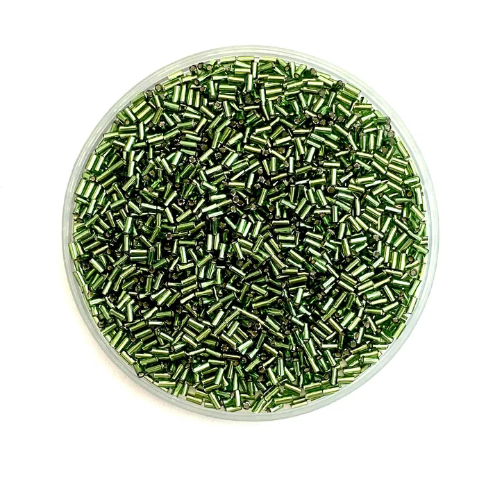 Peppy Beads Rings Miyuki Bugles size 3mm 0026 Silver Lined Olivine 10 grams