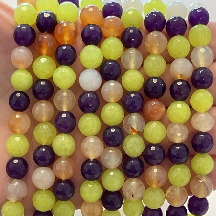 Peppy Beads Rings Party Mixed Round 8mm Jade Strands 46 Beads