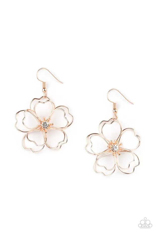 Petal Power Rose Gold Paparazzi Accessories Earrings