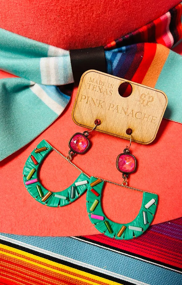 PINK PANACHE Earrings PINK PANACHE Pink Sprinkle Earrings Green