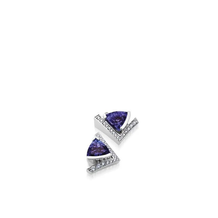 Pinnacle Gemstone Stud Earrings with Pave Diamonds John Atencio Earrings