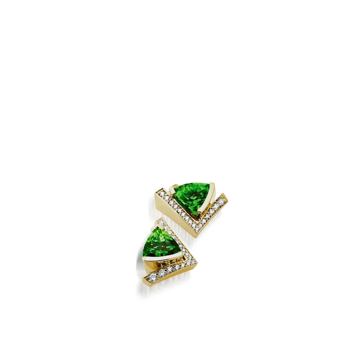 Pinnacle Gemstone Stud Earrings with Pave Diamonds John Atencio Earrings