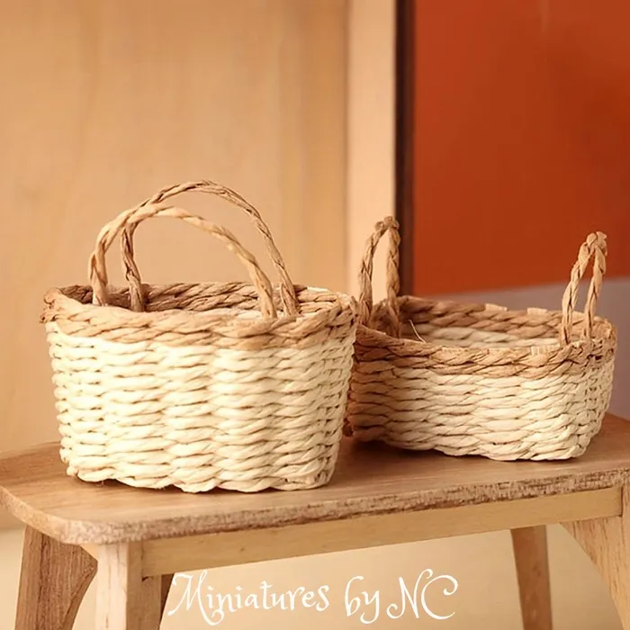 Portraits and Miniatures by NC Earrings Miniature Doll House Wicker Basket