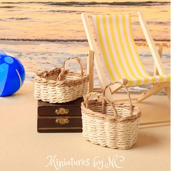 Portraits and Miniatures by NC Earrings Miniature Doll House Wicker Basket