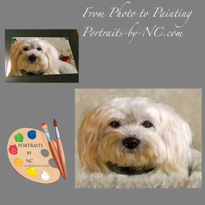 Portraits by NC Earrings Bichon Frise Dog Pet Portrait