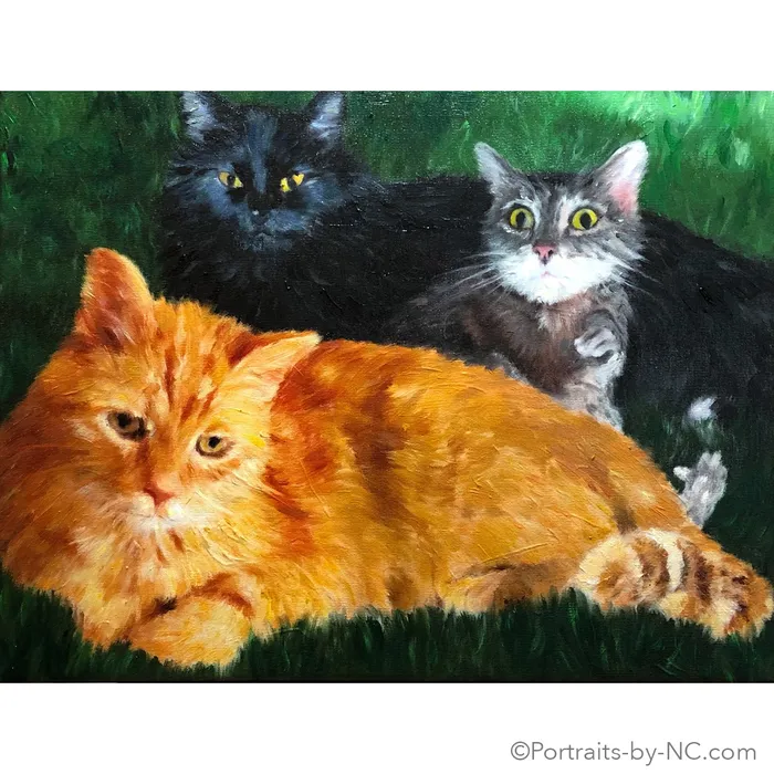 Portraits by NC Earrings Cats Group Portrait in Oil