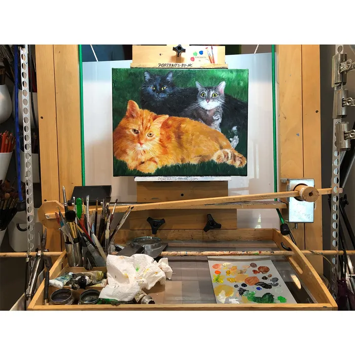 Portraits by NC Earrings Cats Group Portrait in Oil