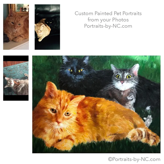 Portraits by NC Earrings Cats Group Portrait in Oil