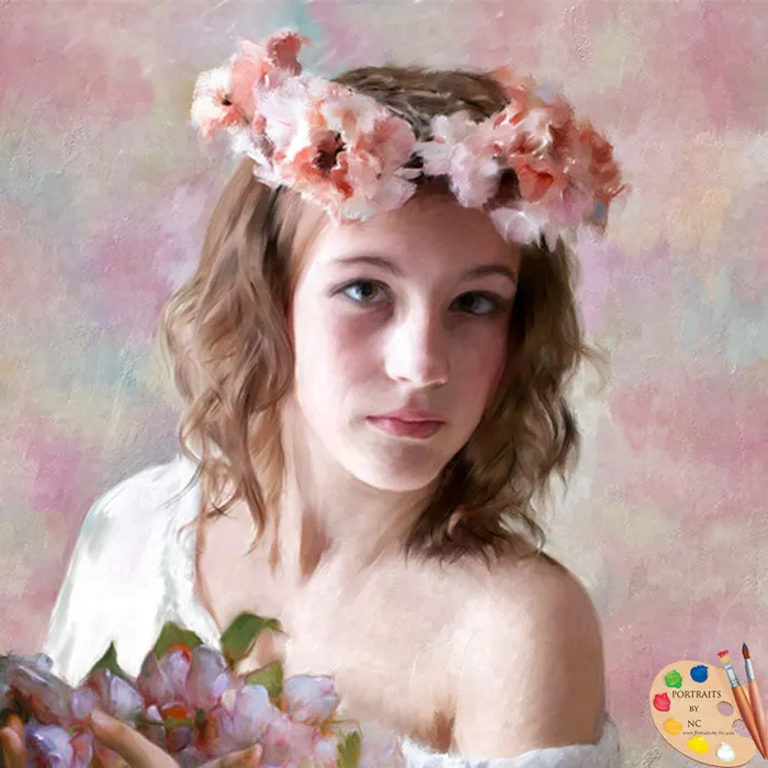 Portraits by NC Earrings Flower Girl Teen Oil Portrait