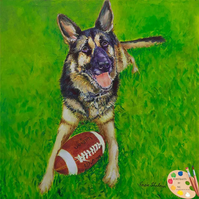 Portraits by NC Earrings German Shepherd Dog Oil Portrait