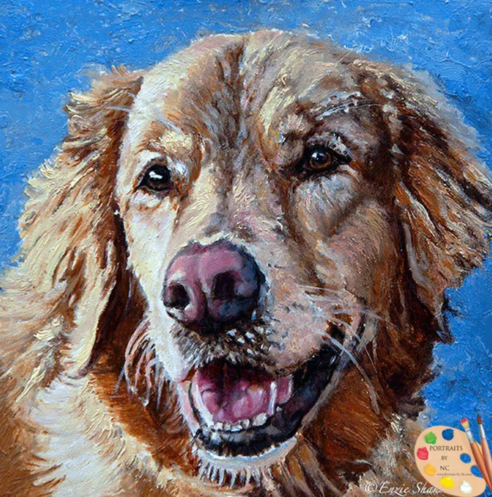 Portraits by NC Necklaces Golden Retriever Dog Oil Portrait of Molly