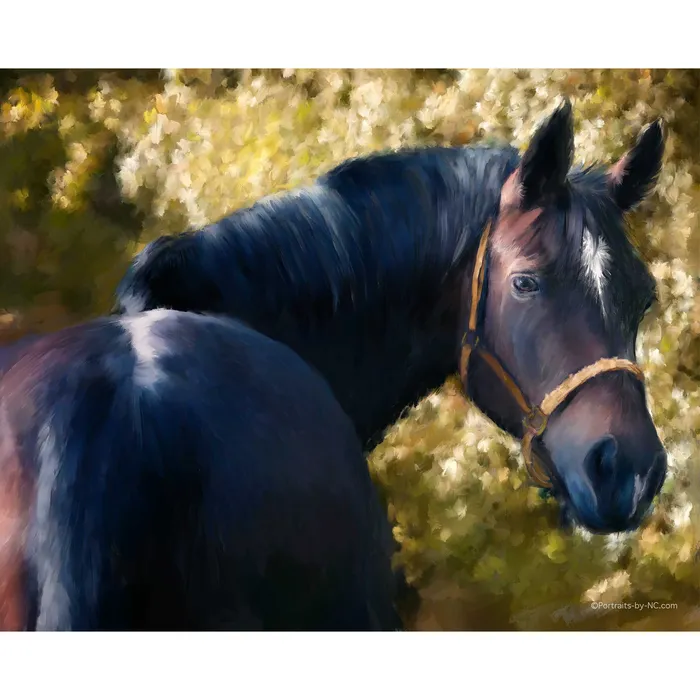 Portraits by NC Tennessee Walker Horse Portrait Digital Portrait of Brown Horse Necklaces