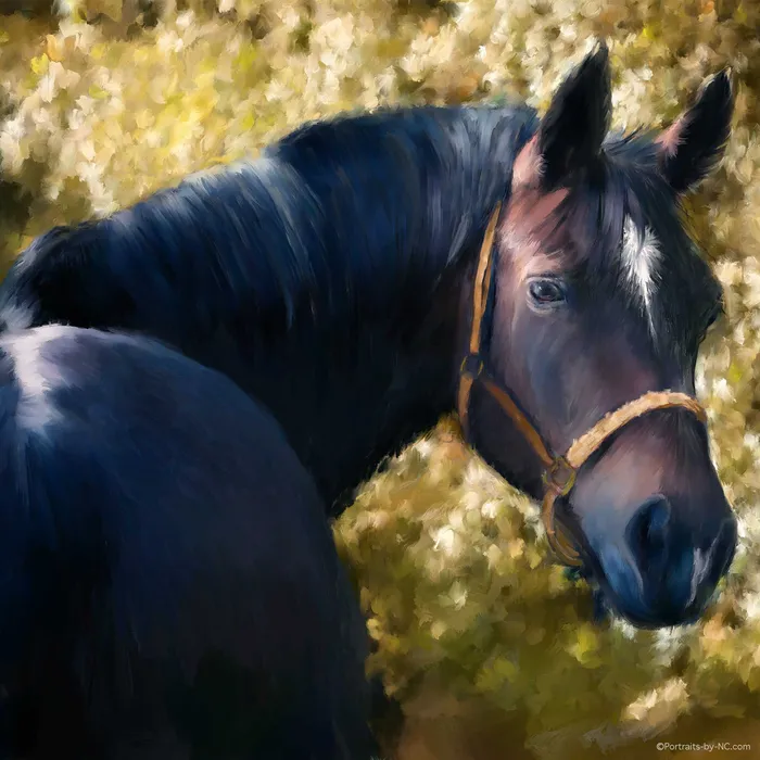 Portraits by NC Tennessee Walker Horse Portrait Digital Portrait of Brown Horse Necklaces