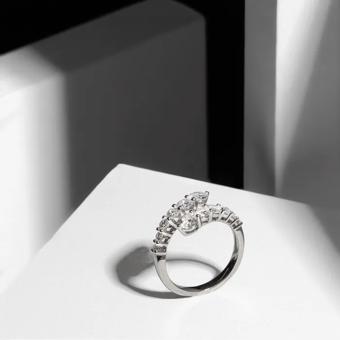 RACHEL LYNN CHICAGO 14 Karat White Gold and Diamond Bypass Ring Rings