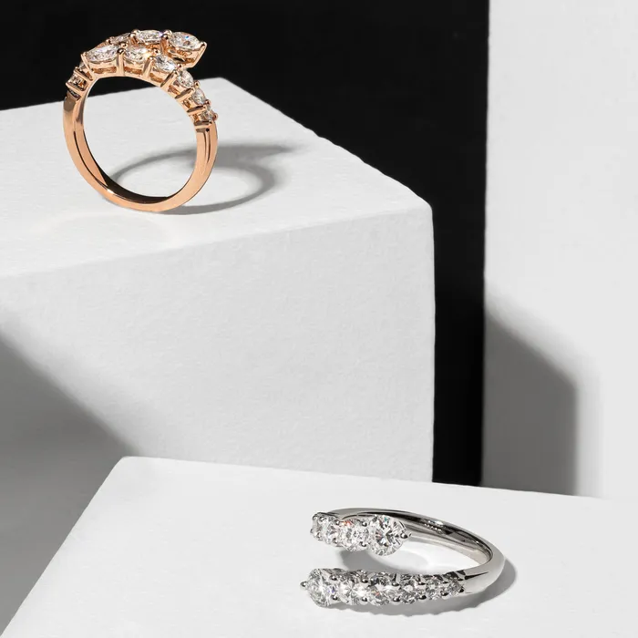 RACHEL LYNN CHICAGO 14 Karat White Gold and Diamond Bypass Ring Rings