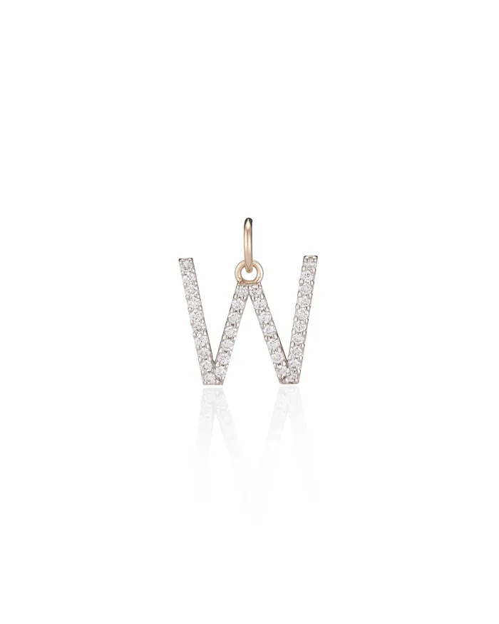 RACHEL LYNN CHICAGO Charm Necklaces Diamond W Letter Charm