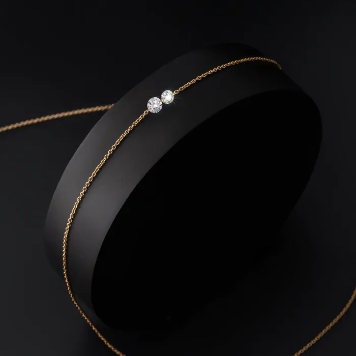 RACHEL LYNN CHICAGO Necklaces 14 Karat Yellow Gold Aspen Air Two Diamond Necklace