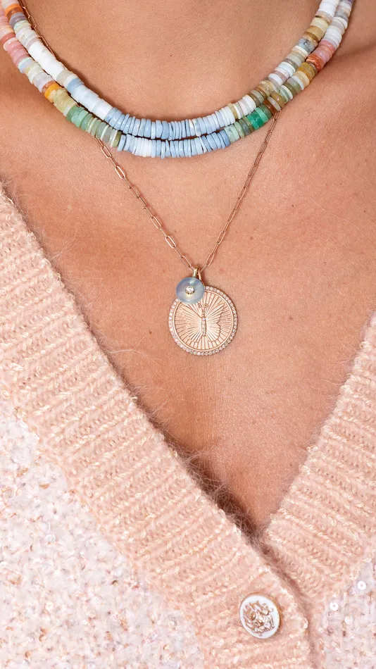 RACHEL LYNN CHICAGO Necklaces Rose Gold Diamond Butterfly Coin Pendant