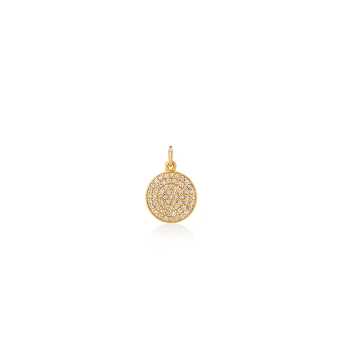 RACHEL LYNN CHICAGO Necklaces Small Yellow Gold and Diamond Disk Pendant