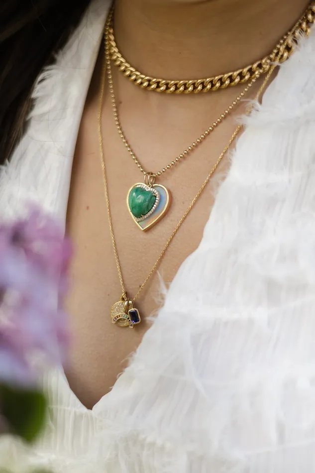 RACHEL LYNN CHICAGO Necklaces Small Yellow Gold and Diamond Disk Pendant