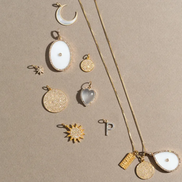 RACHEL LYNN CHICAGO Necklaces Small Yellow Gold and Diamond Disk Pendant
