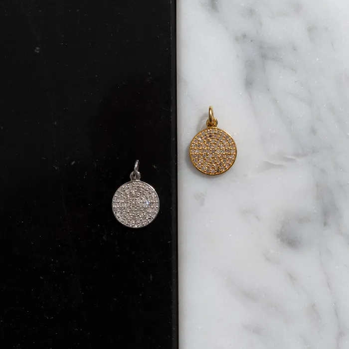 RACHEL LYNN CHICAGO Necklaces Small Yellow Gold and Diamond Disk Pendant