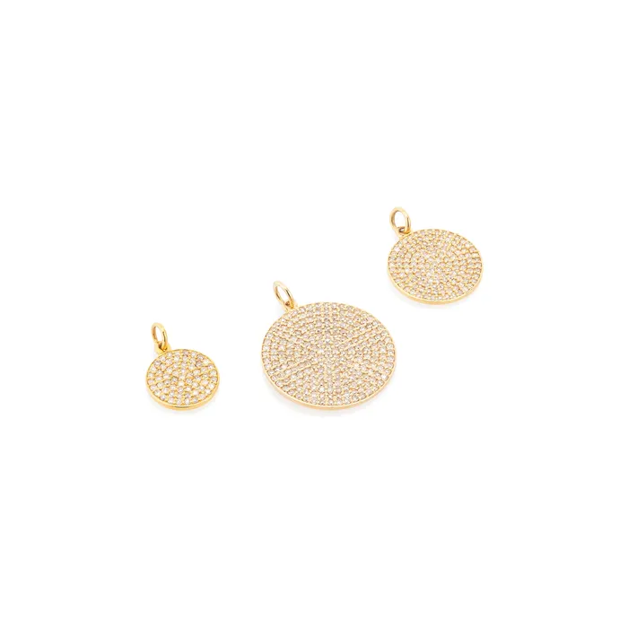 RACHEL LYNN CHICAGO Necklaces Small Yellow Gold and Diamond Disk Pendant