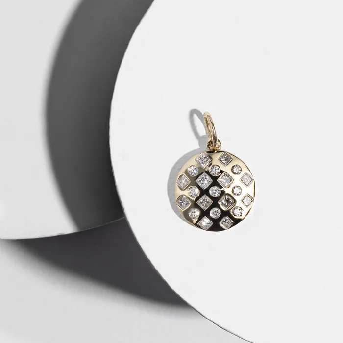 RACHEL LYNN CHICAGO Necklaces Yellow Gold Diamond Mixed Shape Disk Pendant