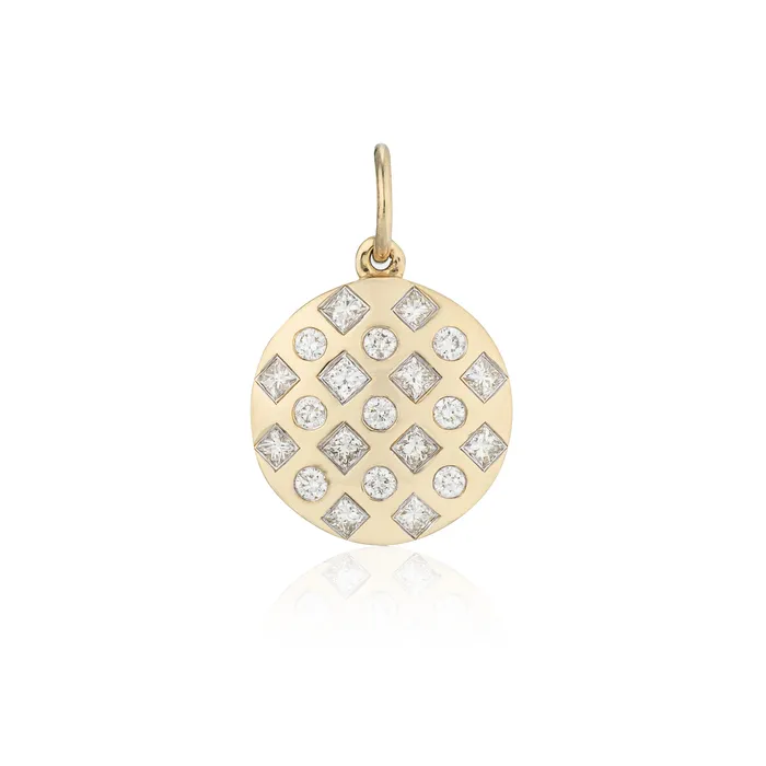 RACHEL LYNN CHICAGO Necklaces Yellow Gold Diamond Mixed Shape Disk Pendant