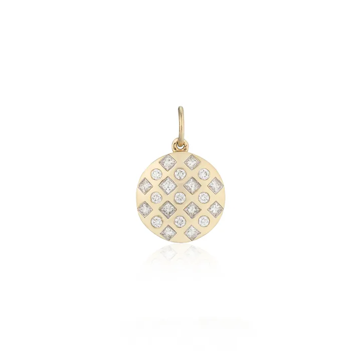 RACHEL LYNN CHICAGO Necklaces Yellow Gold Diamond Mixed Shape Disk Pendant