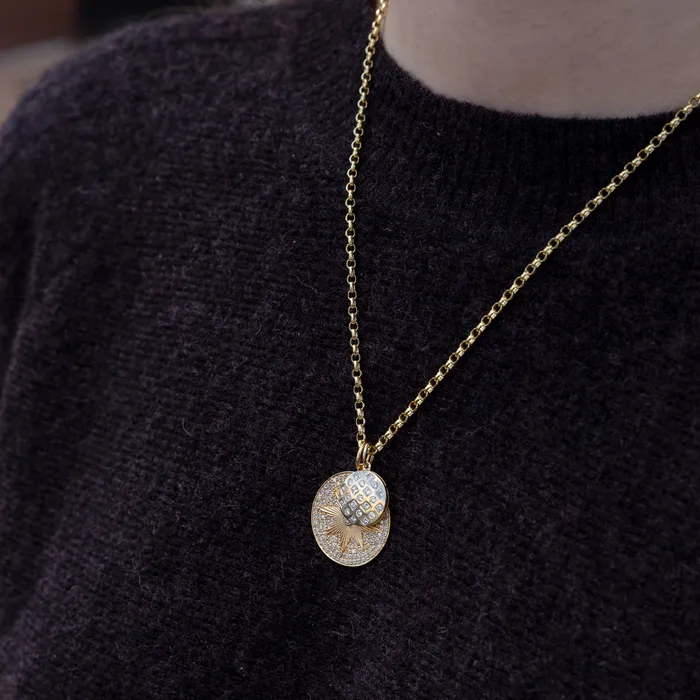 RACHEL LYNN CHICAGO Necklaces Yellow Gold Diamond Mixed Shape Disk Pendant