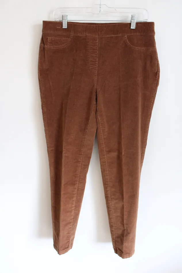 Rafaella Comfort Brown Corduroy Pants 12 Rafaella Earrings