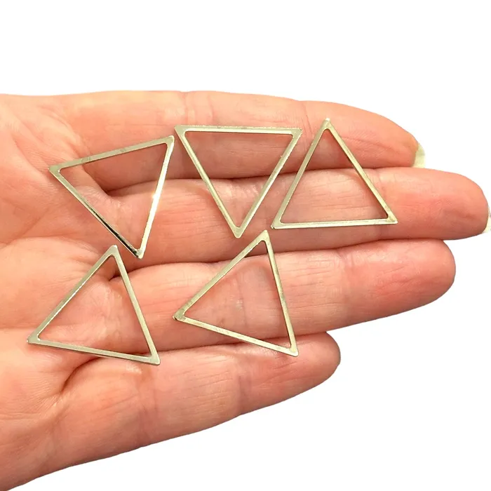 Rhodium Plated 24mm Triangle Charms Rhodium Triangle Connector Charms 5 pcs in a pack Peppy Beads Earrings Rhodium Plated 24mm Triangle Charms Rhodium Triangle Connector Charms 5 pcs in a pack Peppy Beads Earrings